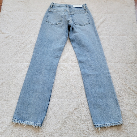 Re/Done High Rise Lightly Distressed Straight Leg Jeans - Picture 3 of 5